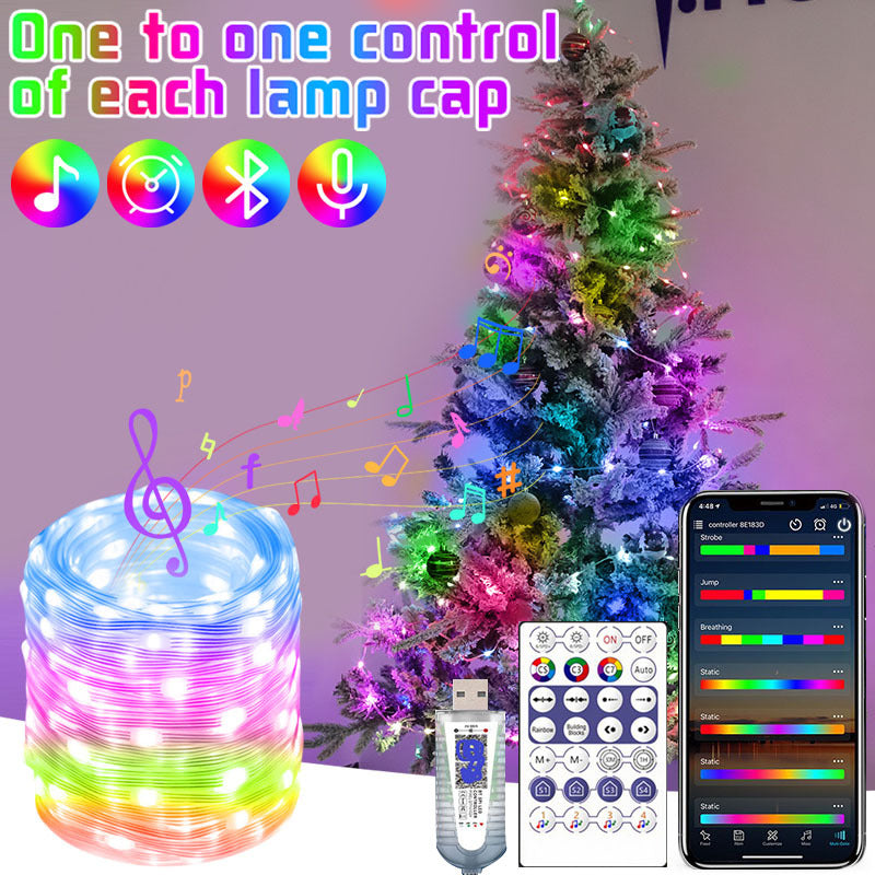 🎄✨ Șir de lumini RGB pentru bradul de Crăciun