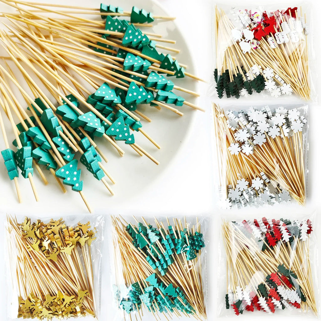 🎄✨ Set 100 frigărui de bambus pentru Crăciun – festive și practice!