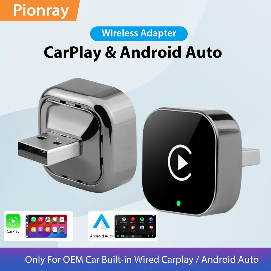🚗📱 Adaptor wireless Pionray 2-în-1 – CarPlay și Android Auto fără cabluri!