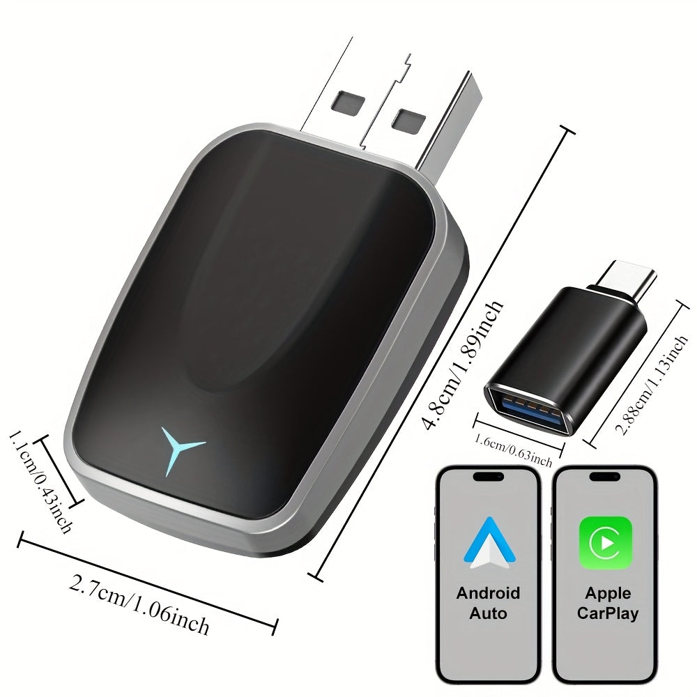 🚗Adaptor 2 în 1 Wireless CarPlay și Android Auto